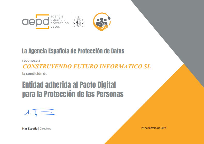 Adhesión al Pacto Digital para la Protección de las Personas de la AEPD | Grupocfi