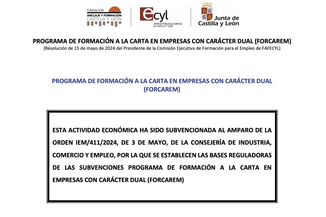 Programa de formación a la carta en empresas con carácter dual (FORCAREM)
